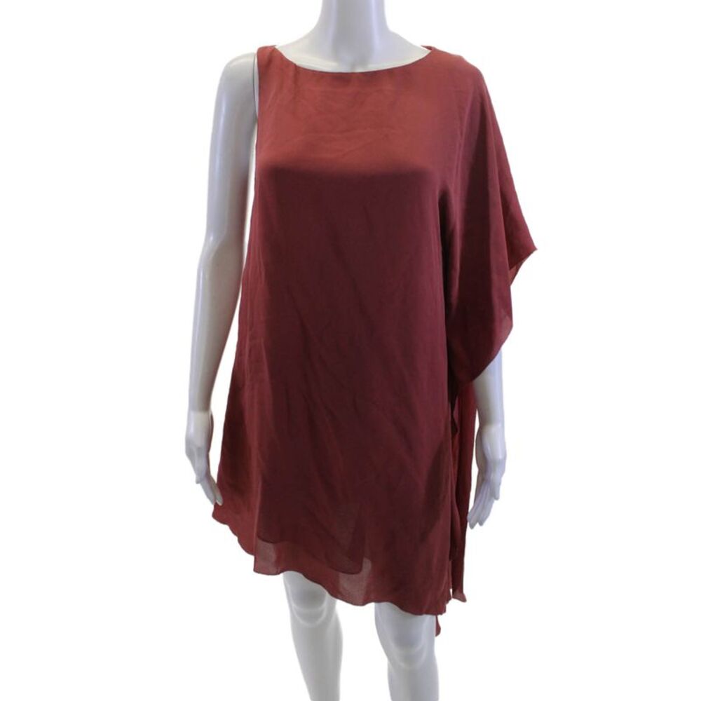 Max Azria Womens Kaftan Dress Red Silk Knee Length Size XS